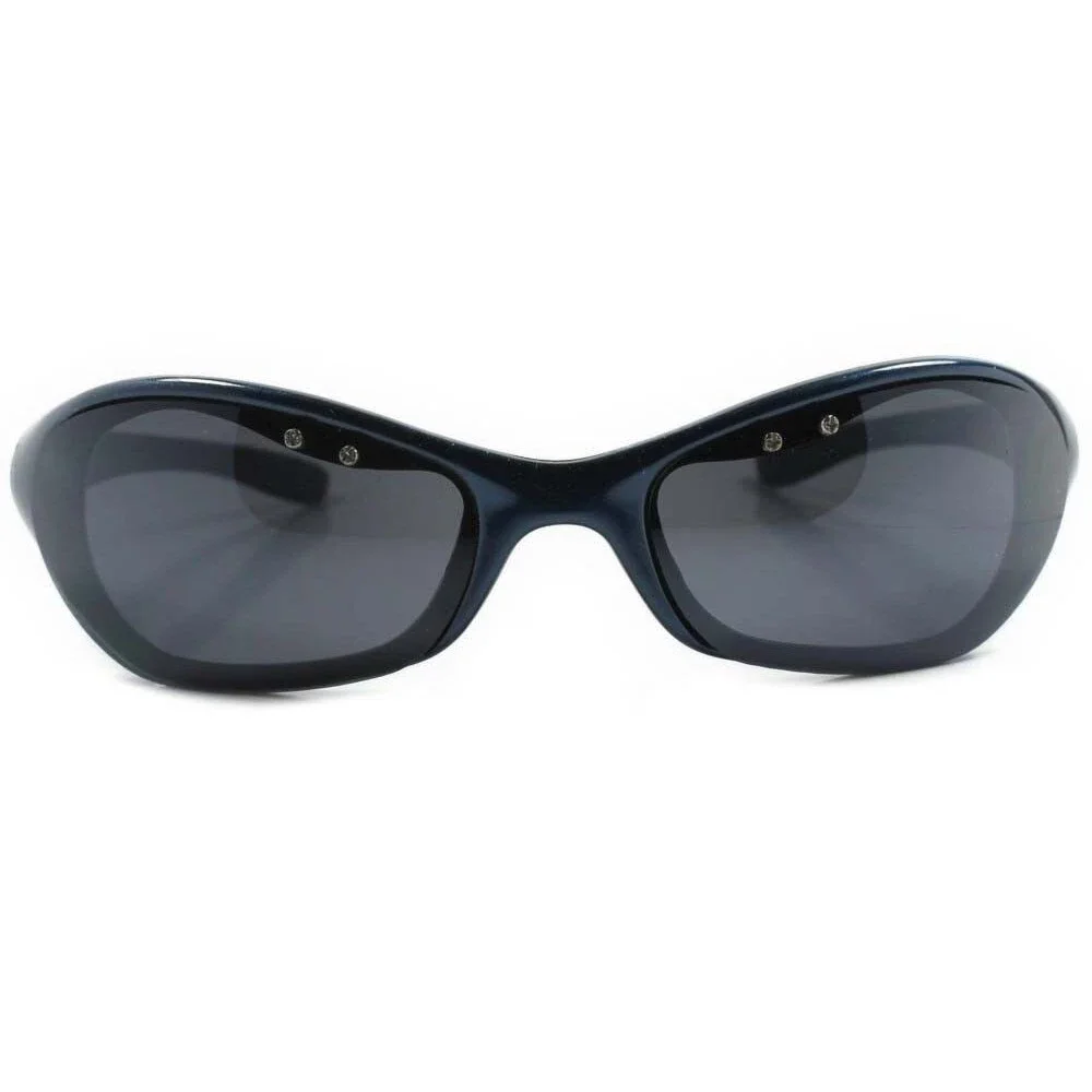 Outdoor Athletic Golf Baseball Blue Frame Wrap Around Rectangle Sport Sunglasses